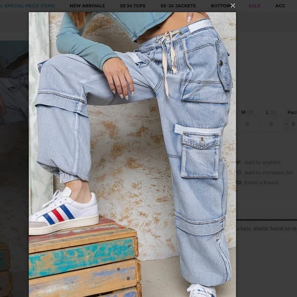 POL Light Wash Cargo Utility Jean Jogger Pants Y2K SR20 - Picture 9 of 10